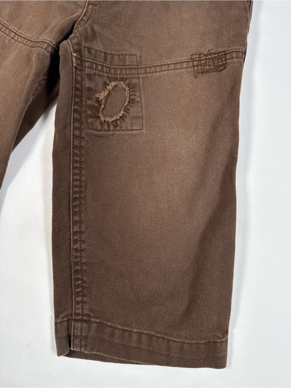 POLO Boys Y2K Utility Brown Carpenter Pants 24M Patch Distressed Grunge Retro - Picture 7 of 11